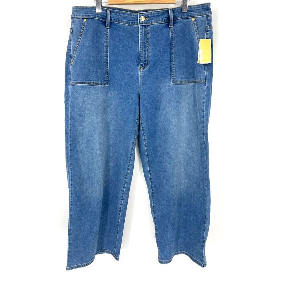 MICHAEL‎ KORS Jeans Womens Size 20W Selma Wide Leg Light Wash Denim NWT Blue